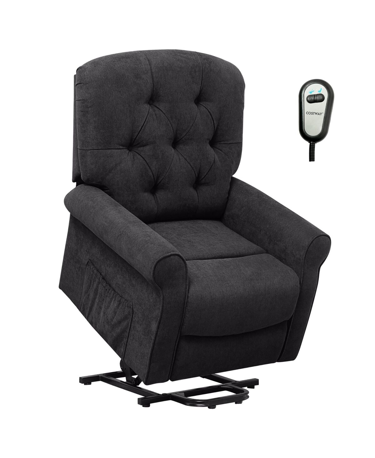 Costway Power Lift Recliner Chair Sofa for Elderly Side Pocket - Black