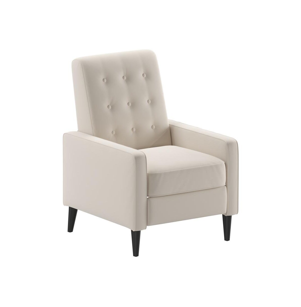 Merrick Lane Darcy Recliner Chair Mid-Century Modern Tufted Upholstery Ergonomic Push Back Living Room Recliner - Cream