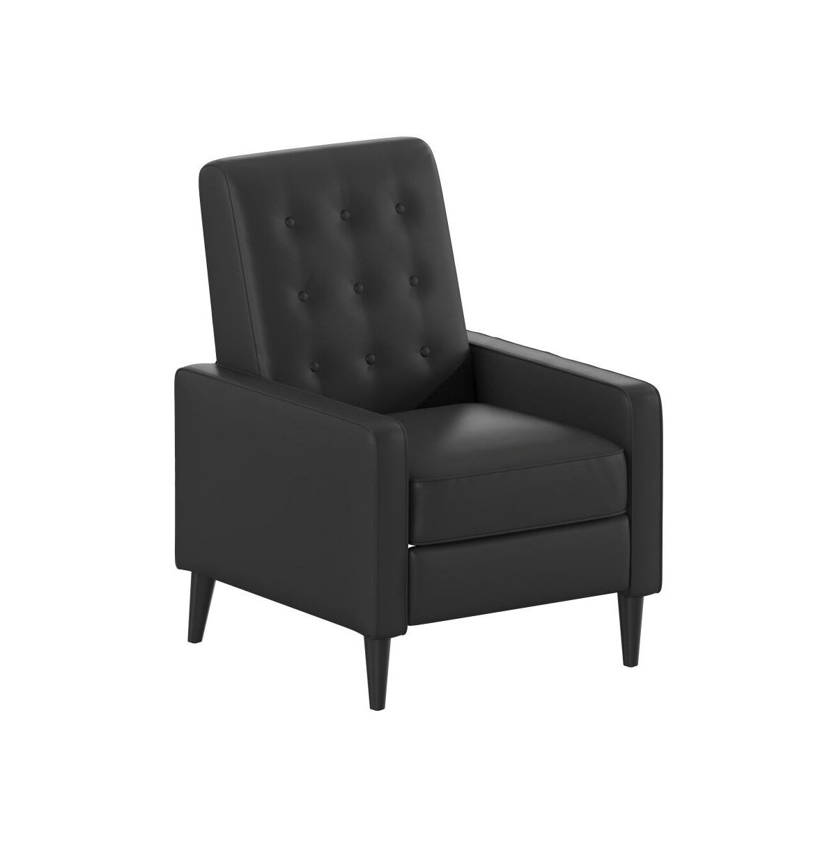 Merrick Lane Darcy Recliner Chair Mid-Century Modern Tufted Upholstery Ergonomic Push Back Living Room Recliner - Black