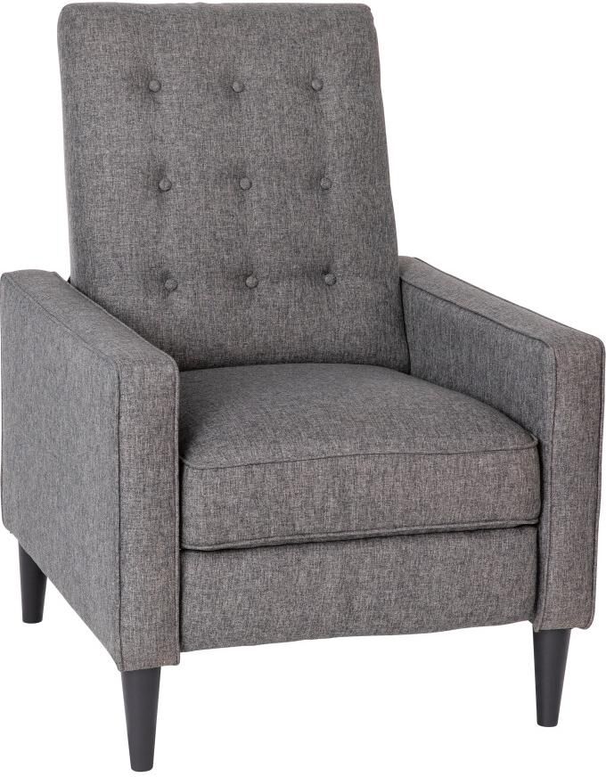 Merrick Lane Darcy Recliner Chair Mid-Century Modern Tufted Upholstery Ergonomic Push Back Living Room Recliner - Gray