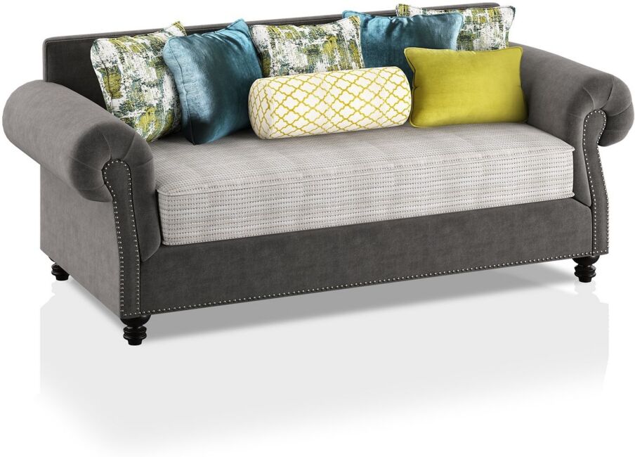 Furniture of America Briarcliffe Upholstered Sofa - Gray