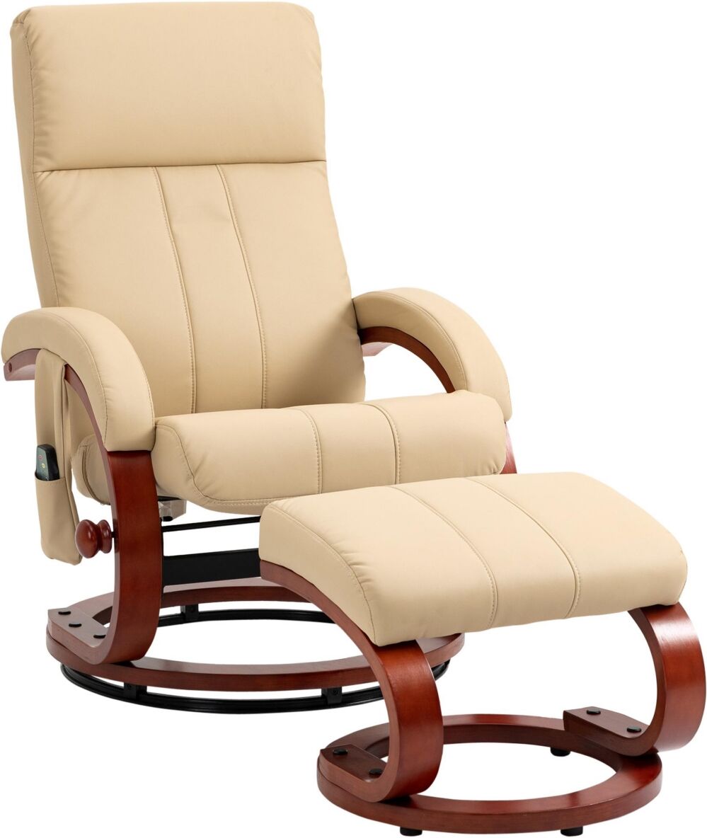 Homcom Recliner Chair with Ottoman, Electric Faux Leather Recliner with 10 Vibration Points and 5 Massage Mode, Reclining Chair with Remote Control, S