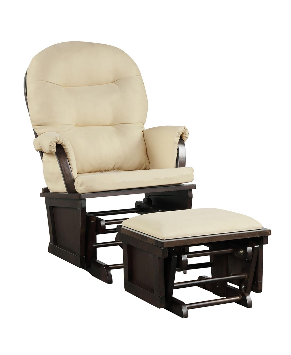 Costway Baby Nursery Relax Rocker Rocking Chair Glider &Ottoman Set w/Cushion - Beige/khaki
