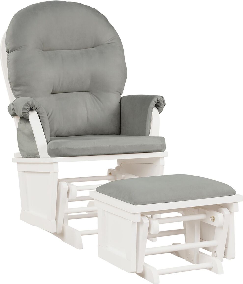 Costway Baby Nursery Relax Rocker Rocking Chair Glider &Ottoman Set w/Cushion - Grey