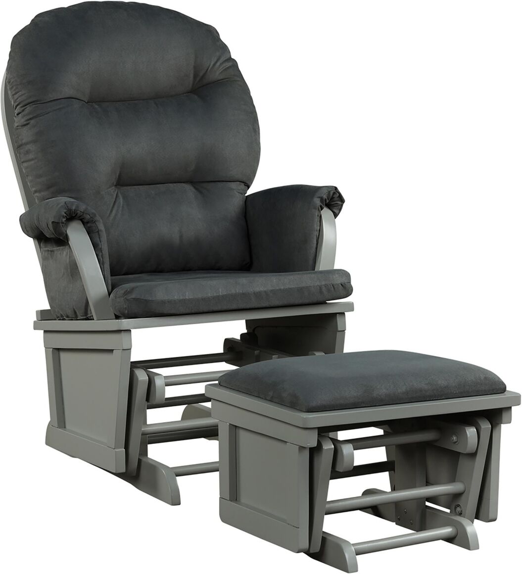 Costway Baby Nursery Relax Rocker Rocking Chair Glider &Ottoman Set w/Cushion - Dark Grey