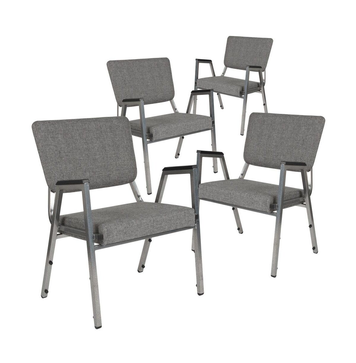 Emma+oliver 4 Pack 1000 Lb. Rated Antimicrobial Bariatric Medical Reception Arm Chair With Panel Back - Gray fabric