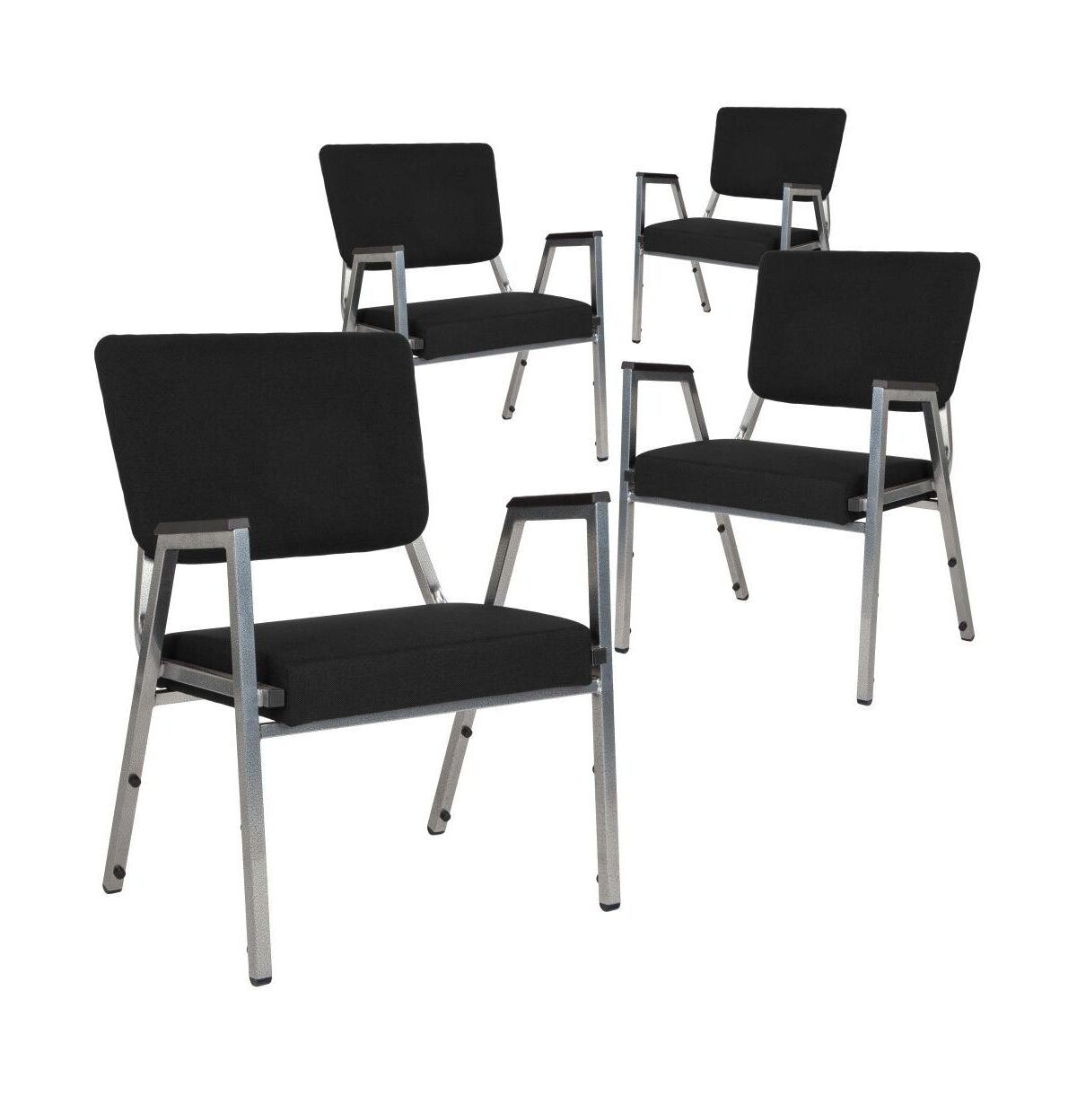 Emma+oliver 4 Pack 1000 Lb. Rated Antimicrobial Bariatric Medical Reception Arm Chair With Panel Back - Black fabric