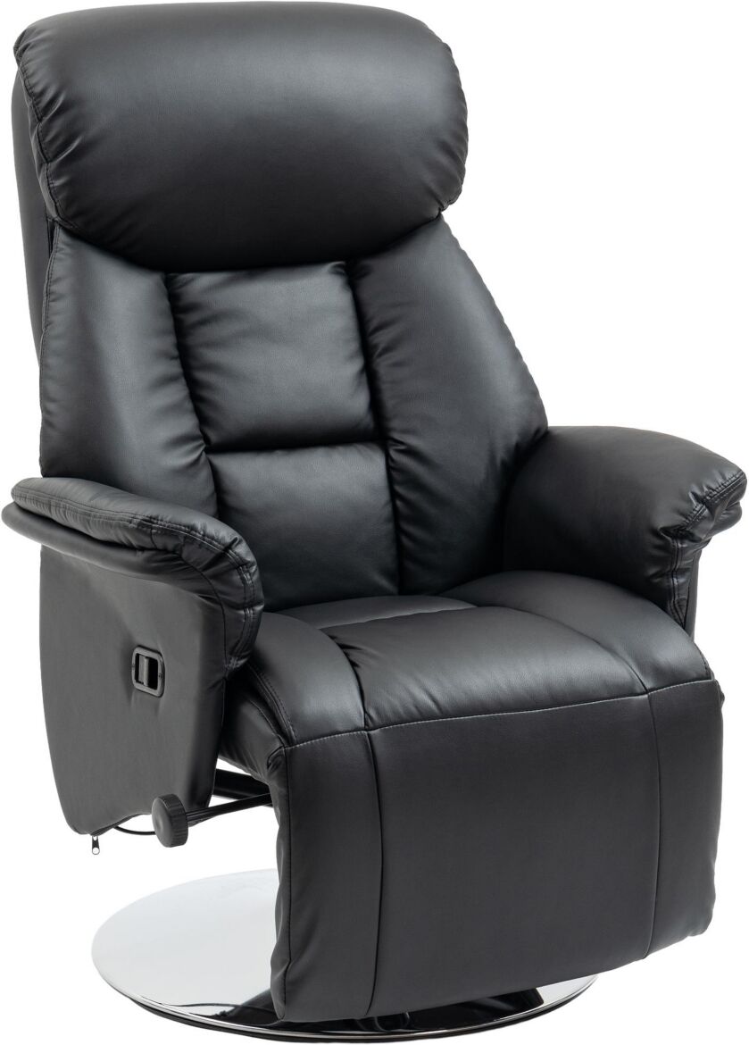 Homcom Adjustable Swivel Recliner Chair with Padded Arms - Black