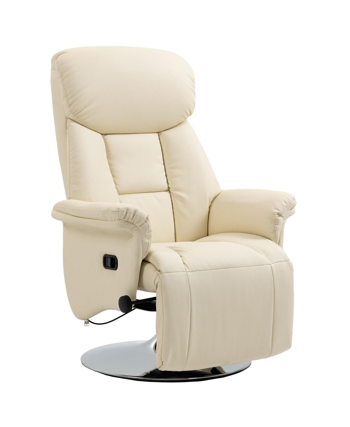 Homcom Adjustable Swivel Recliner Chair with Padded Arms - Cream White