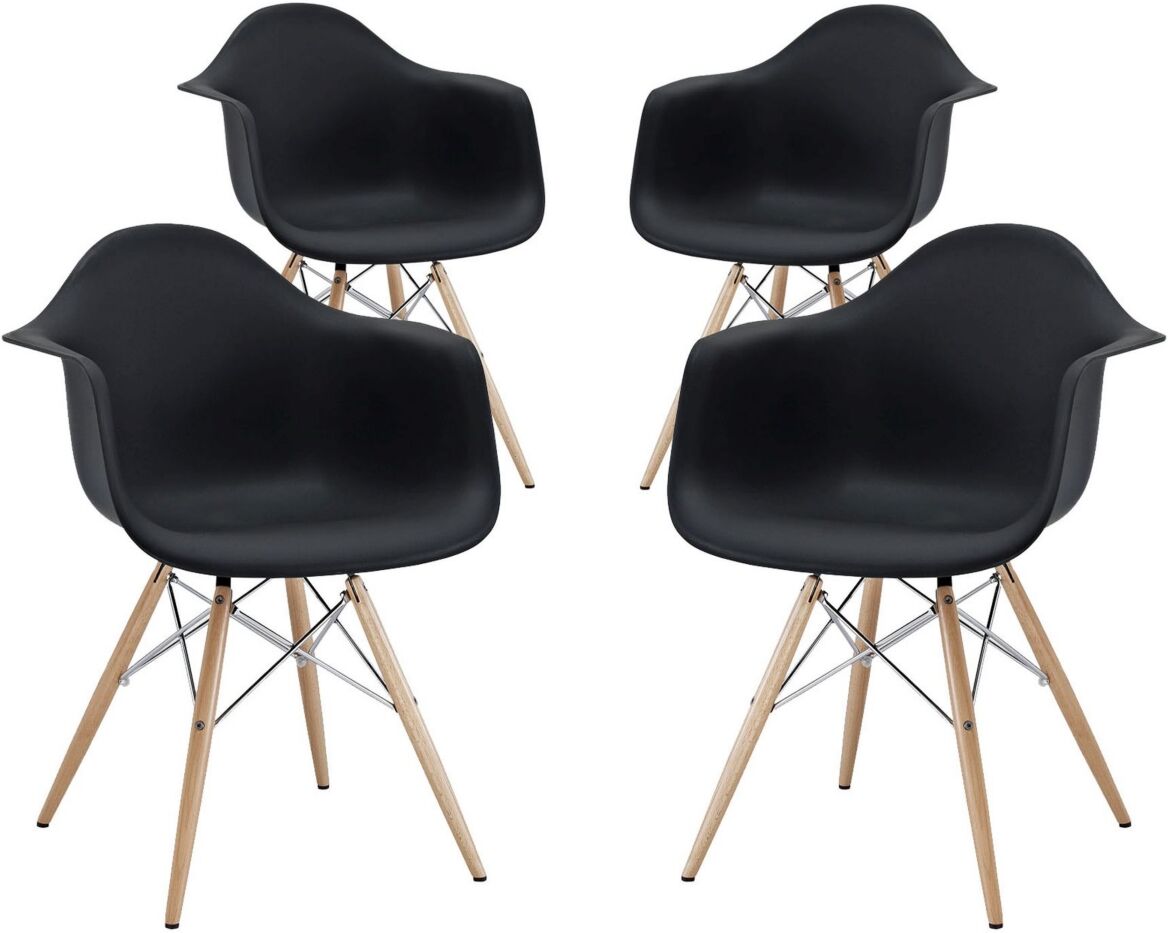 Modway Pyramid Dining Armchair Set of 4 - Black