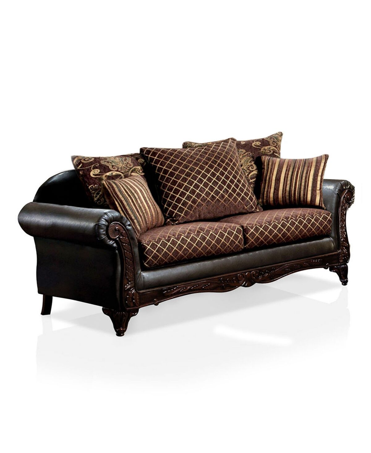 Furniture Of America Wiluna Flared Arm Sofa - Crosshatch Brown
