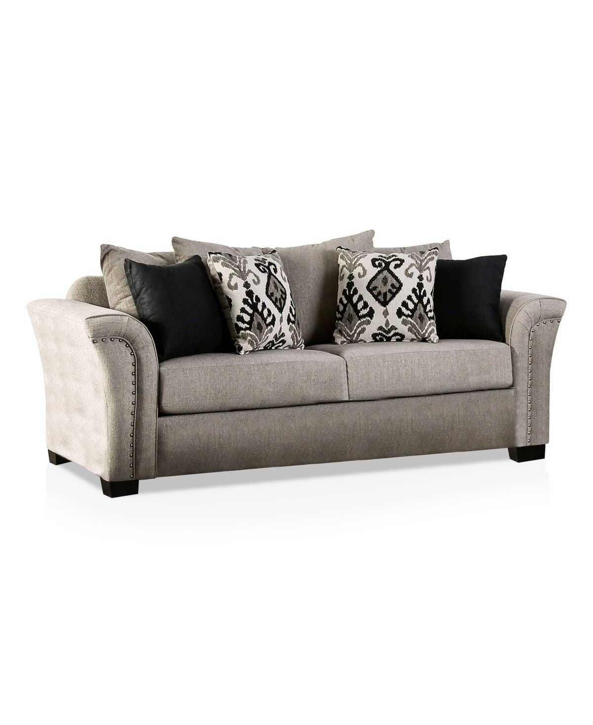 Furniture Of America Varney Upholstered Sofa - Light Taupe, Black