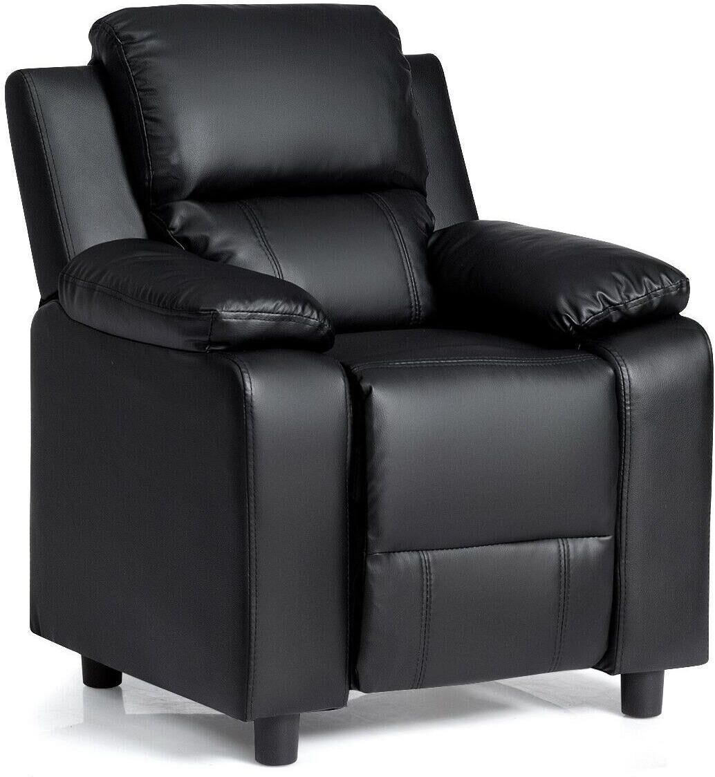 Costway Deluxe Padded Kids Sofa Armchair Recliner Headrest Children - Black