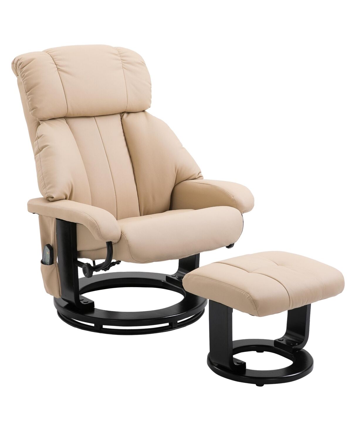 Homcom Massage Recliner Chair with Cushioned Ottoman and 10 Point Vibration - Beige