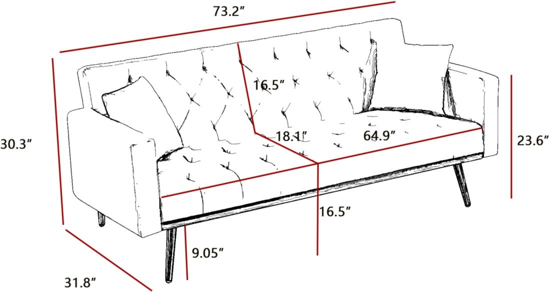 Simplie Fun Black Convertible Folding Futon Sofa Bed, Sleeper Sofa Couch for Compact Living Space. - Black