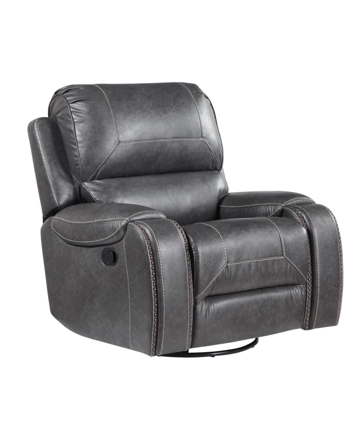 Steve Silver Keily Manual Swivel Glider Recliner Chair - Dark Gray