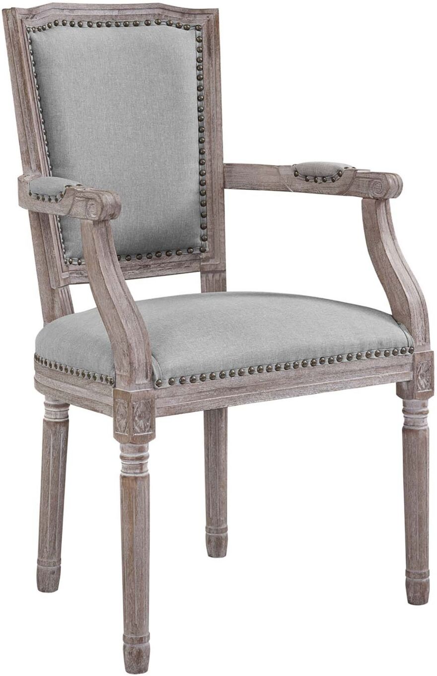 Modway Penchant Vintage French Upholstered Fabric Dining Armchair - Light Gray