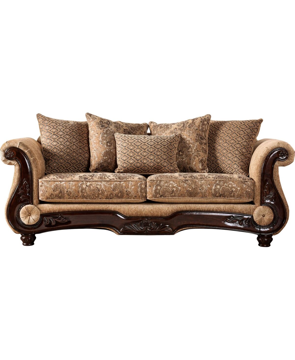 Furniture of America San Simeon Upholstered Sofa - Brown