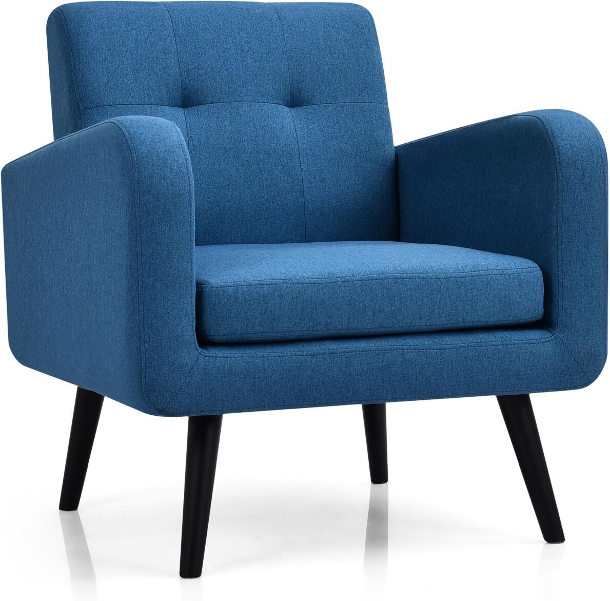 Costway Mid Century Accent Chair Fabric Arm Chair Single Sofa - Blue