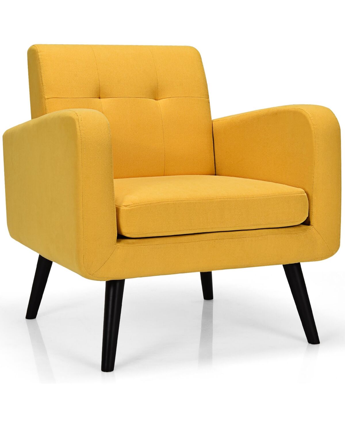 Costway Mid Century Accent Chair Fabric Arm Chair Single Sofa - Yellow