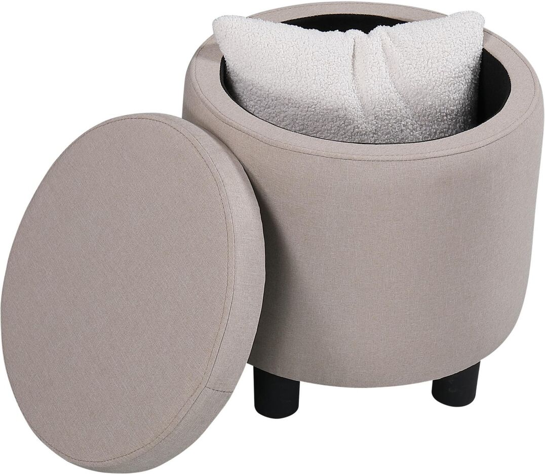 Simplie Fun Jst Home Decor Upholstered Round Fabric Tufted Footrest Ottoman, Ottoman with Storage for Living Room & Bedroom, Decorative Home Furniture, Beige - Be