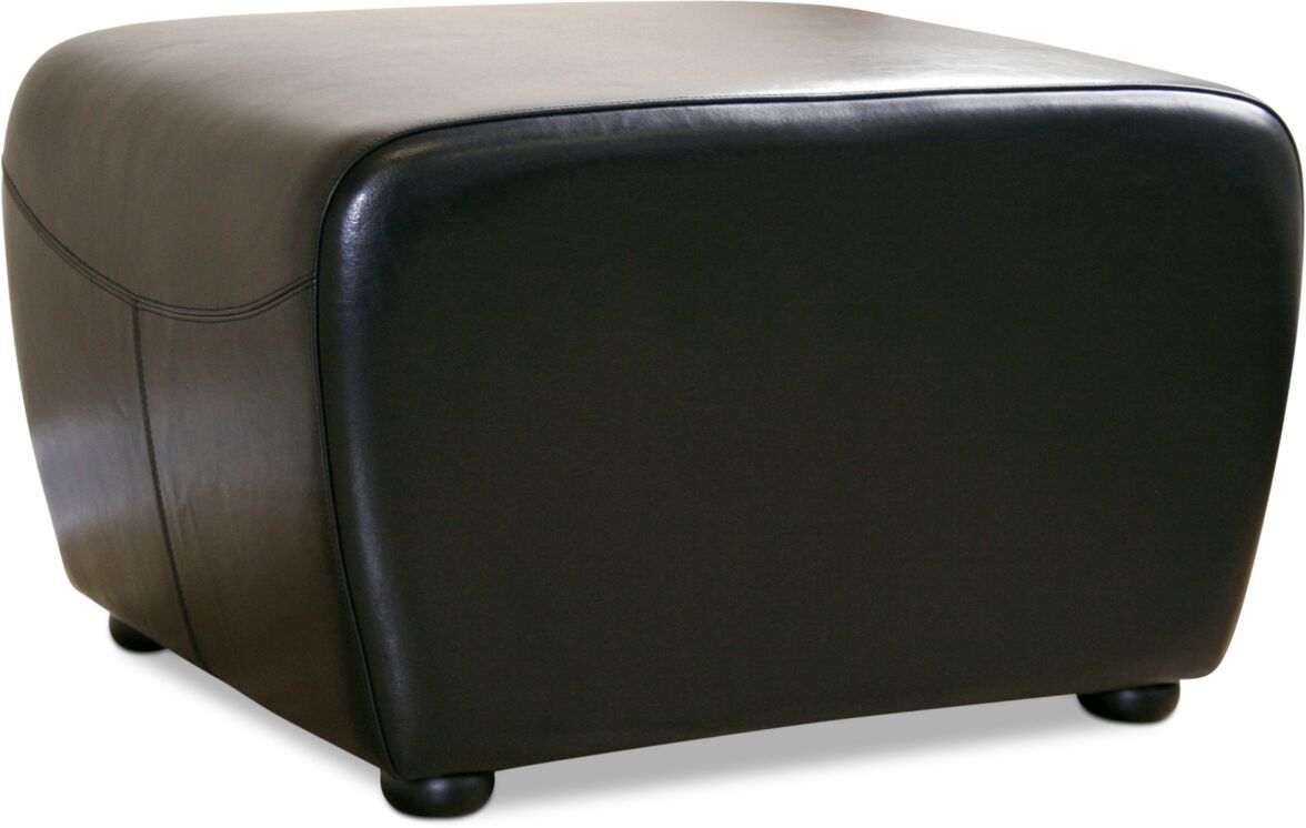 Furniture Blayne Leather Ottoman - Black