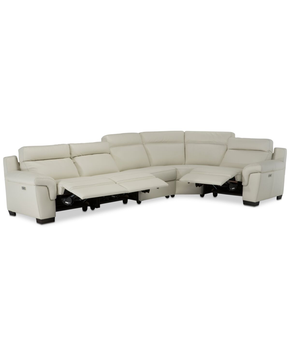 Furniture Julius Ii 5-Pc. Leather Sectional Sofa With 3 Power Recliners, Power Headrests & Usb Power Outlet, Created for Macy's - Off White