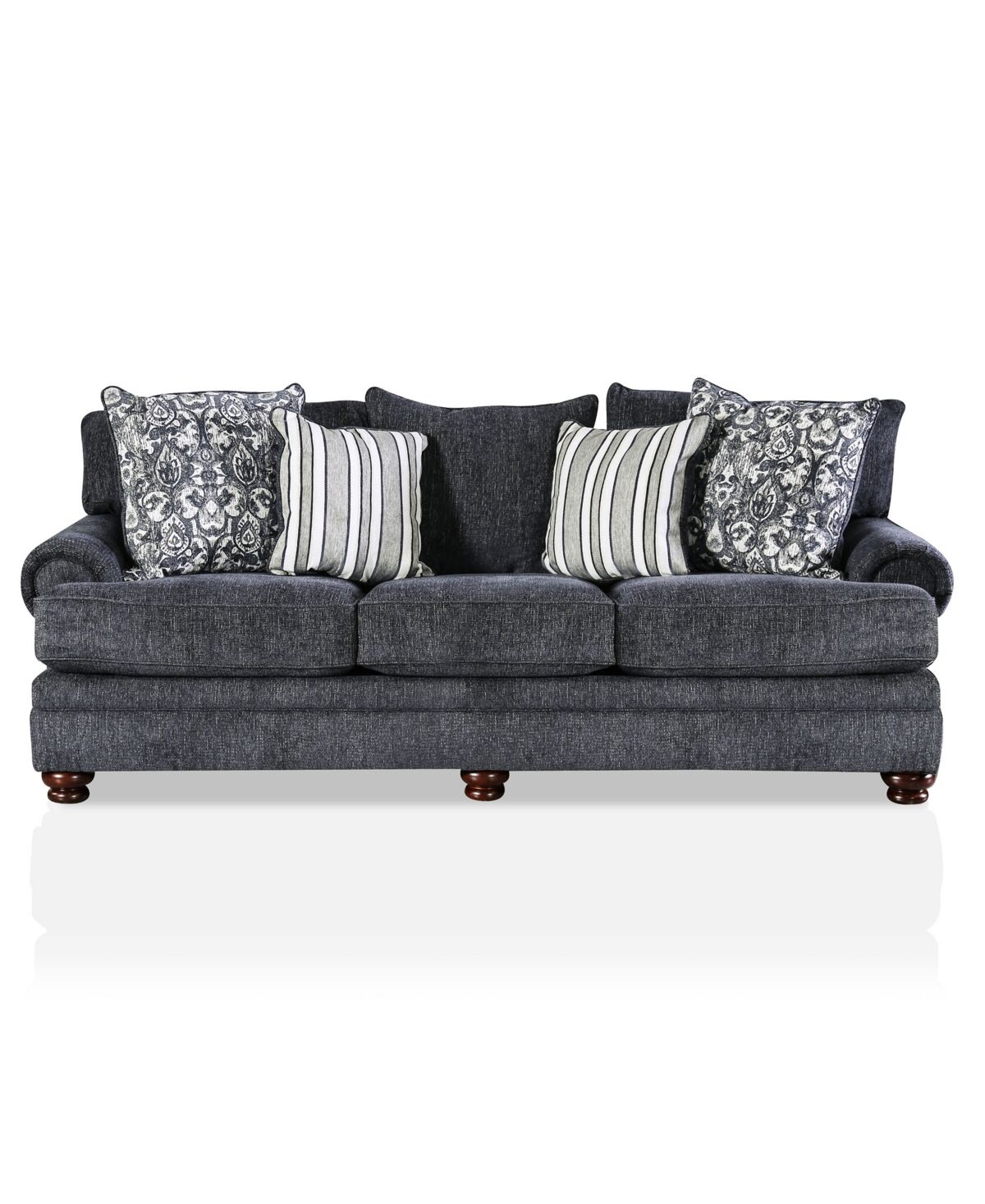 Furniture Of America Lismore Recessed Arm Sofa - Navy Blue