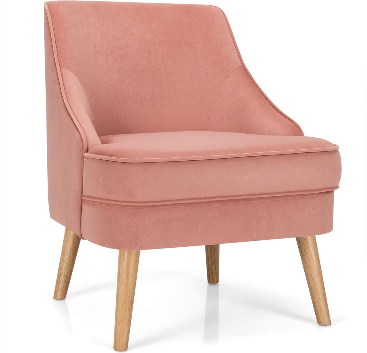 Costway Accent Chair Velvet Upholstered Single Sofa with Legs - Pink