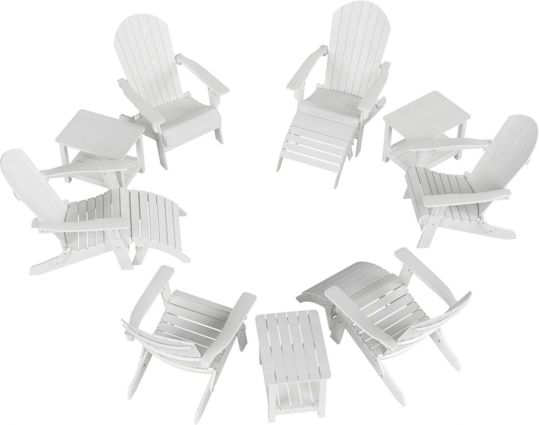 Westintrends 12-Piece Outdoor Adirondack Chair with Ottoman and Side Table Set - White