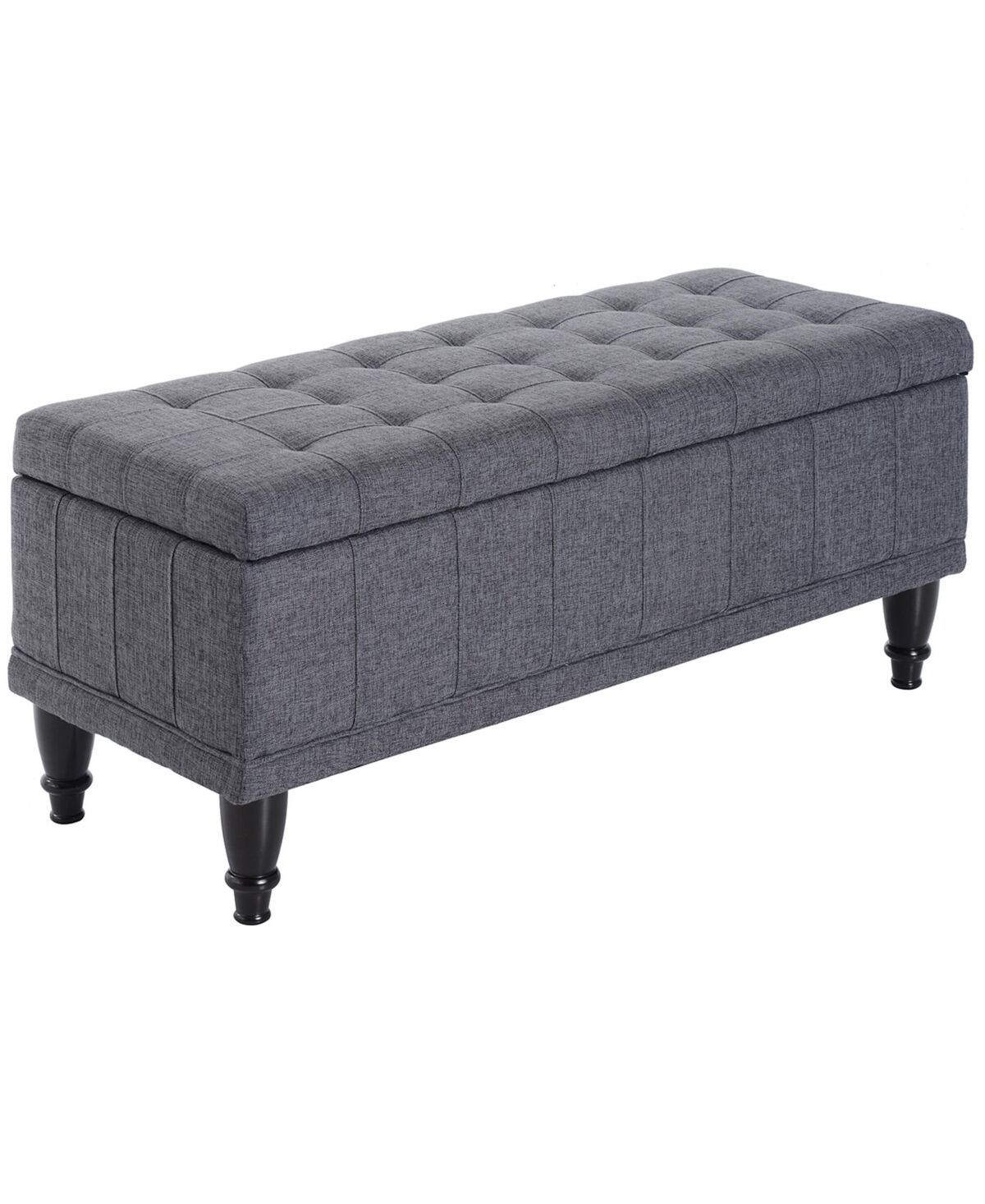 Homcom Lift Top Fabric Storage Shoe Bench Ottoman Stool Tufted Home Furniture - Dark heather grey