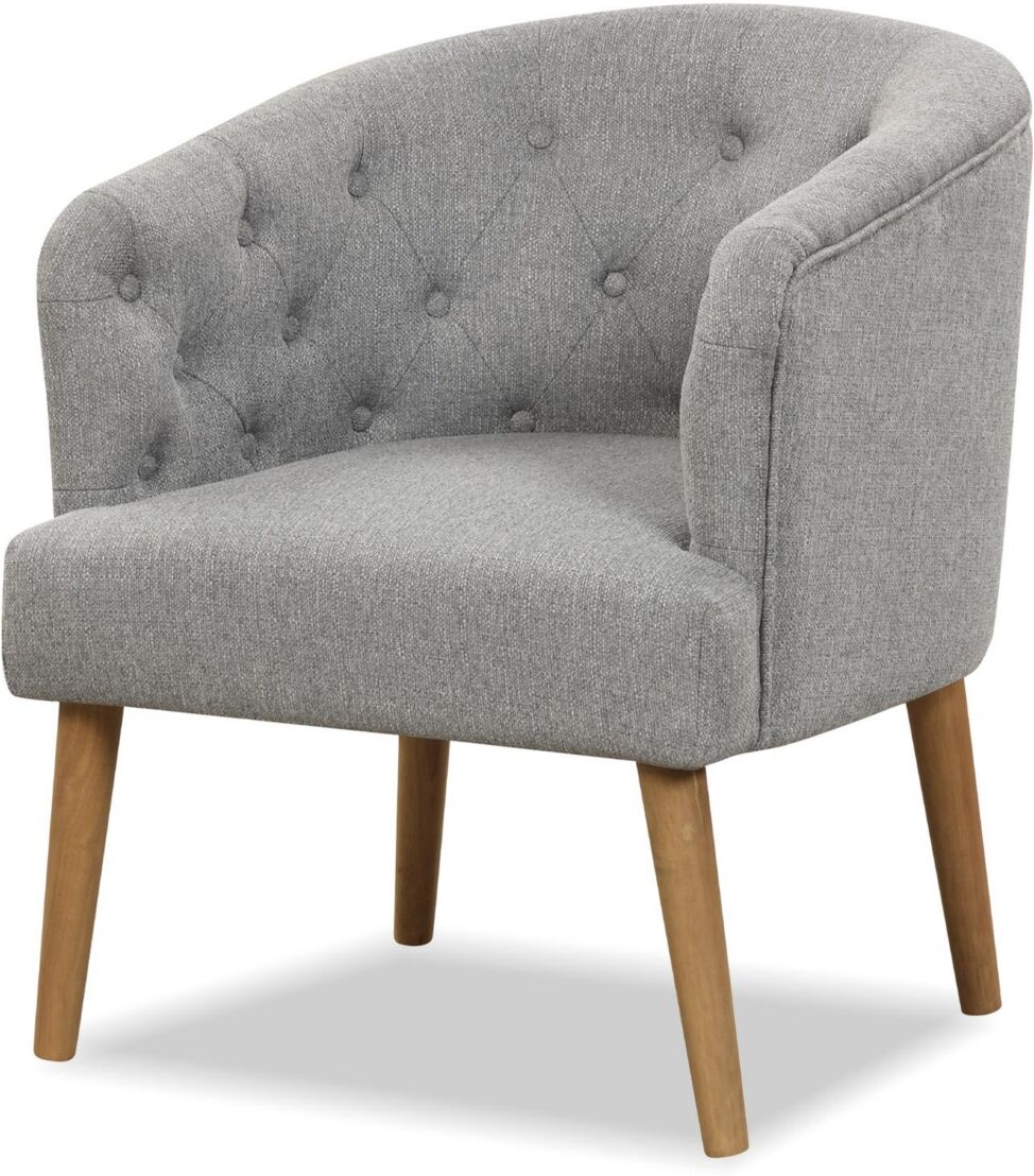 Costway Upholstered Accent Chair Comfy Club Armchair Single Sofa with Rubber Wood Legs - Grey