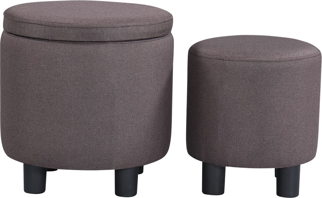 Simplie Fun Jst Home Decor Upholstered Round Fabric Tufted Footrest 1+1 Ottoman, Ottoman with Storage for Living Room & Bedroom, Decorative Home Furniture, Brown