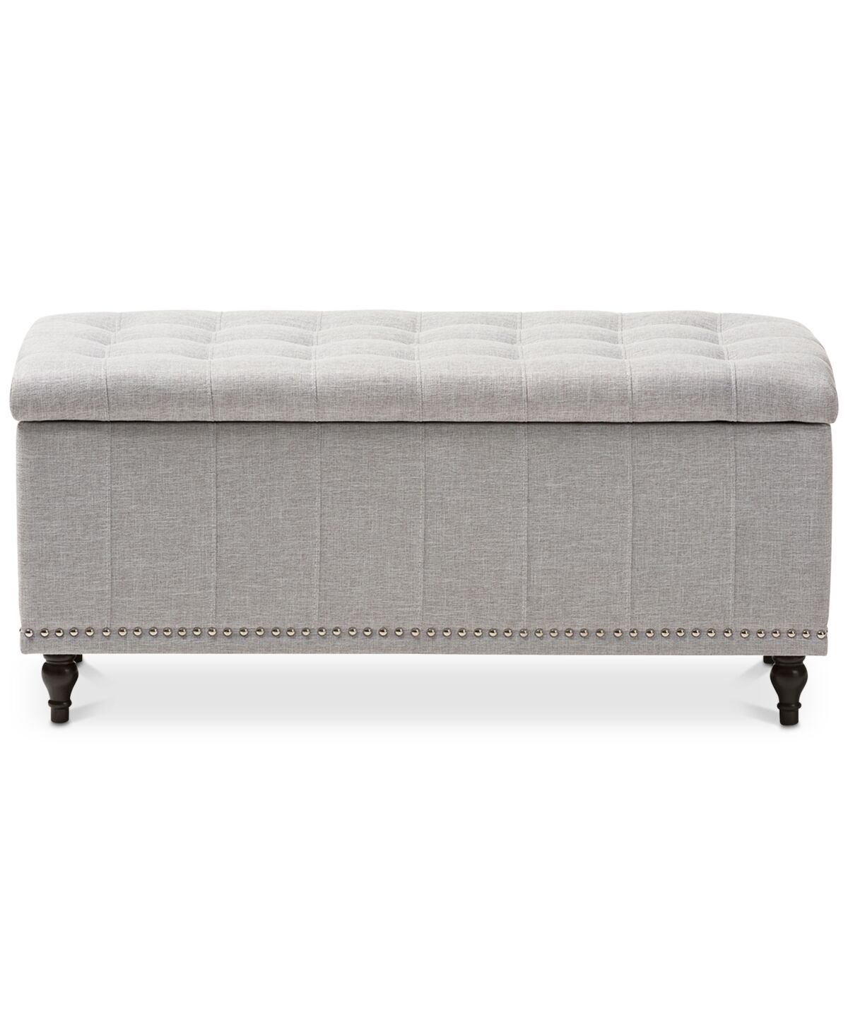 Furniture Kaylee Button-Tufted Storage Ottoman Bench - Greyish Beige