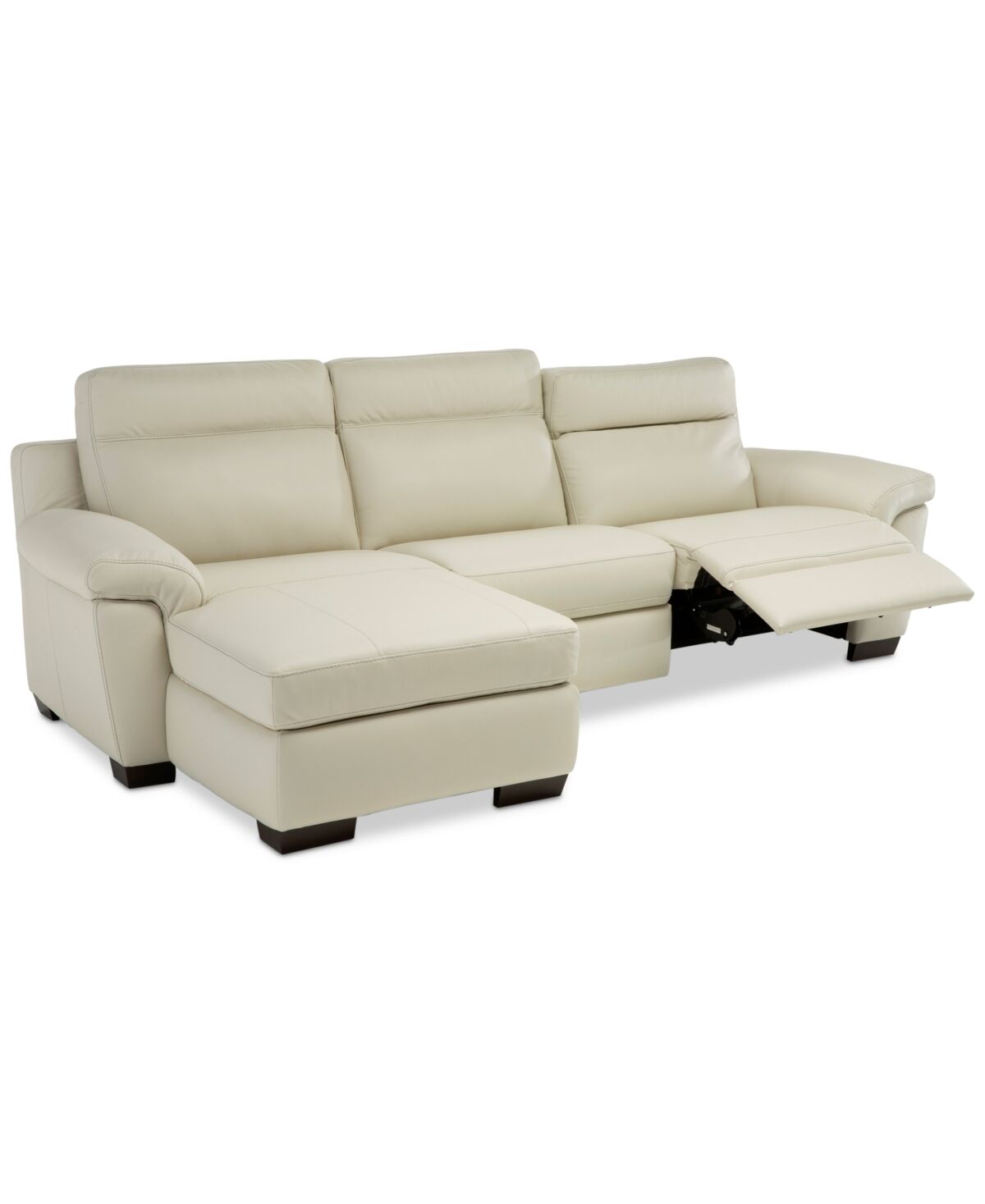 Furniture Julius Ii 3-Pc. Leather Sectional Sofa With 1 Power Recliner, Power Headrests, Chaise And Usb Power Outlet - Off White