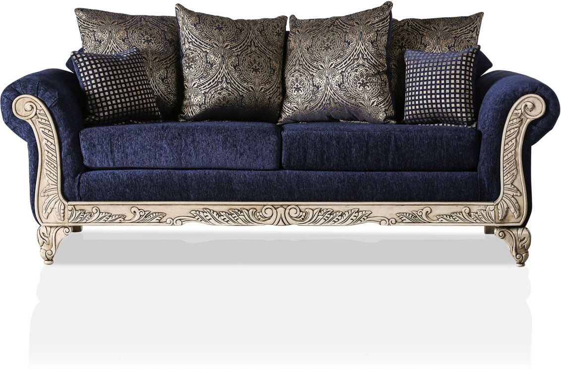 Furniture Of America Moree Flared Arm Sofa - Royal Blue