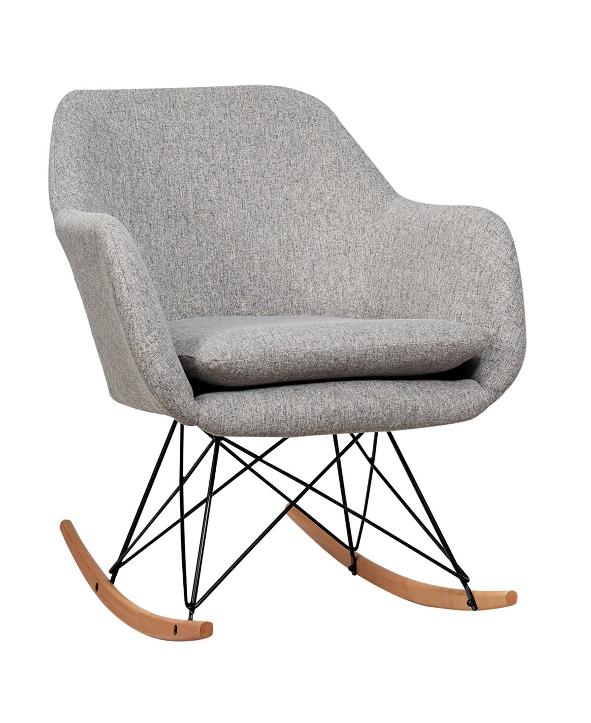 Costway Rocking Chair Fabric Rocker Upholstered Single Sofa Chair - Grey