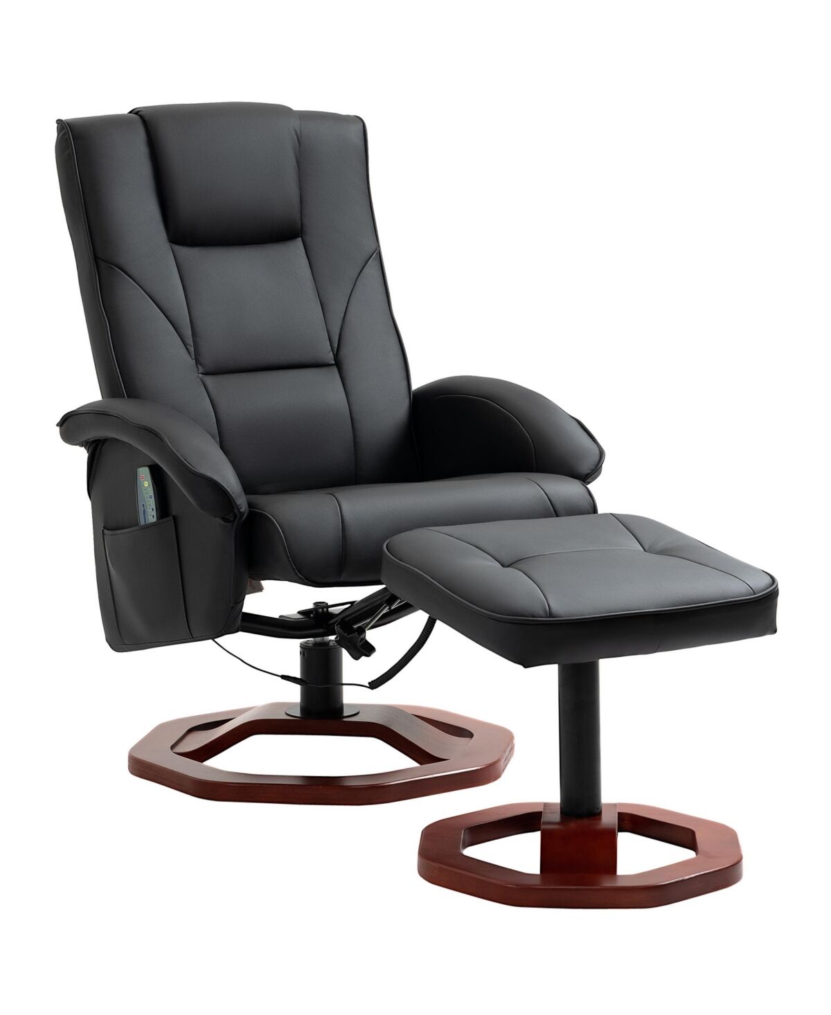 Homcom Massage Recliner Chair with Ottoman, Electric Faux Leather Recliner with 10 Vibration Points and 5 Massage Mode, Swivel Reclining Chair with Re