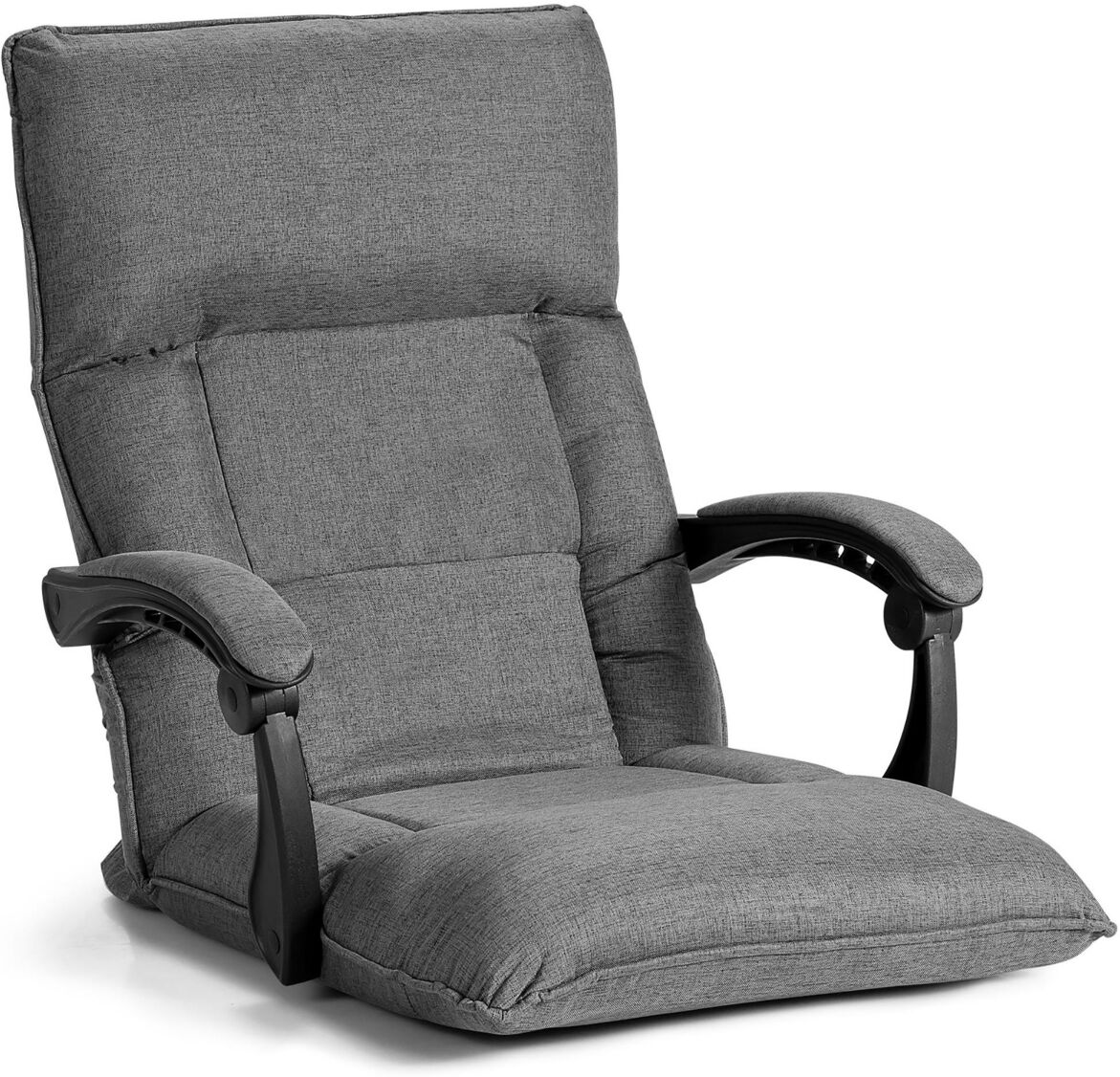 Costway 14-Position Floor Chair Lazy Sofa Adjustable Back Headrest Waist - Grey