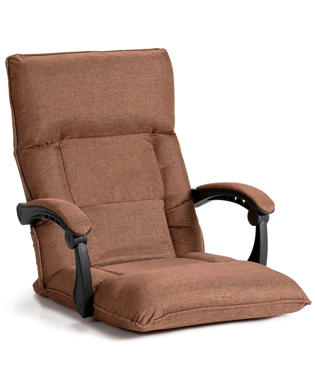 Costway 14-Position Floor Chair Lazy Sofa Adjustable Back Headrest Waist - Brown