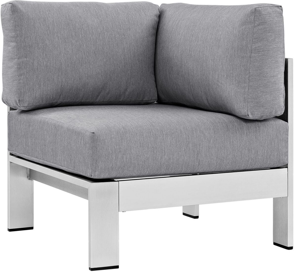 Modway Shore Outdoor Patio Aluminum Corner Sofa - Slvr Gray