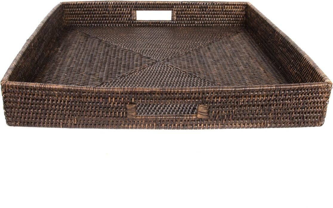 Artifacts Trading Company Artifacts Rattan Square Ottoman Tray - Coffee Bean