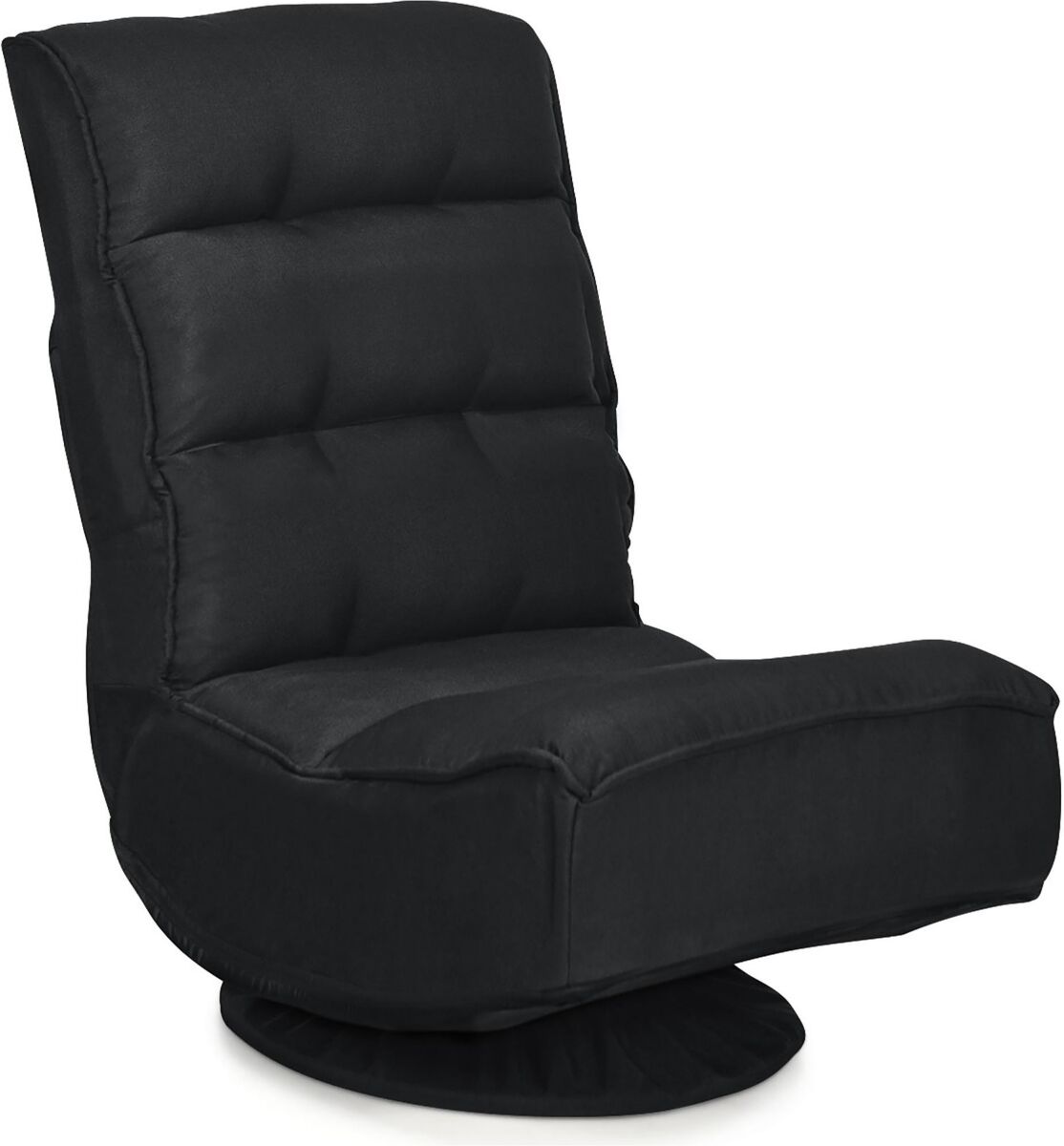 Costway Gaming Chair Fabric 6-Position Folding Lazy Sofa 360 Degree - Black