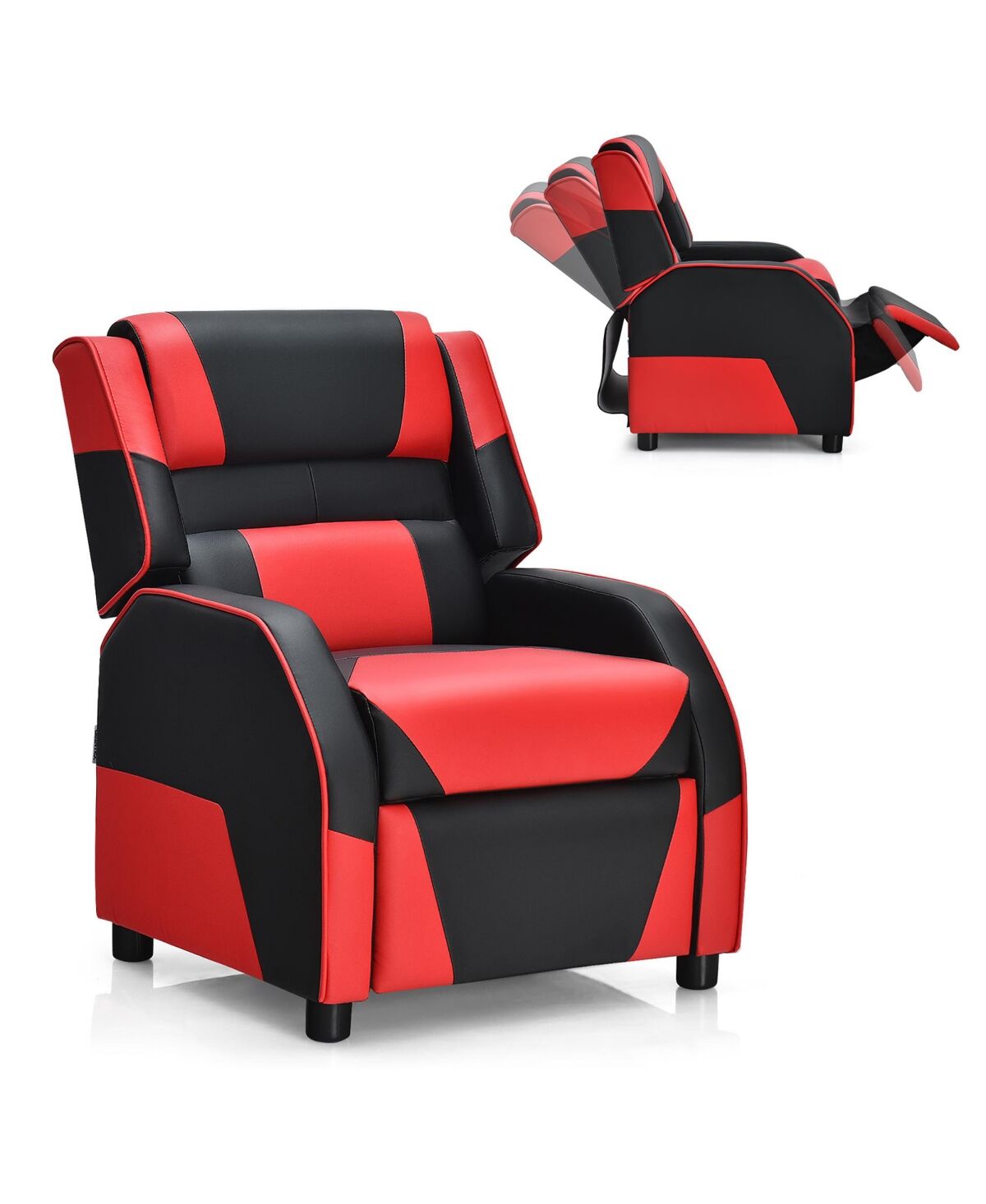 Costway Kids Youth Gaming Sofa Recliner w/Headrest & Footrest - Red