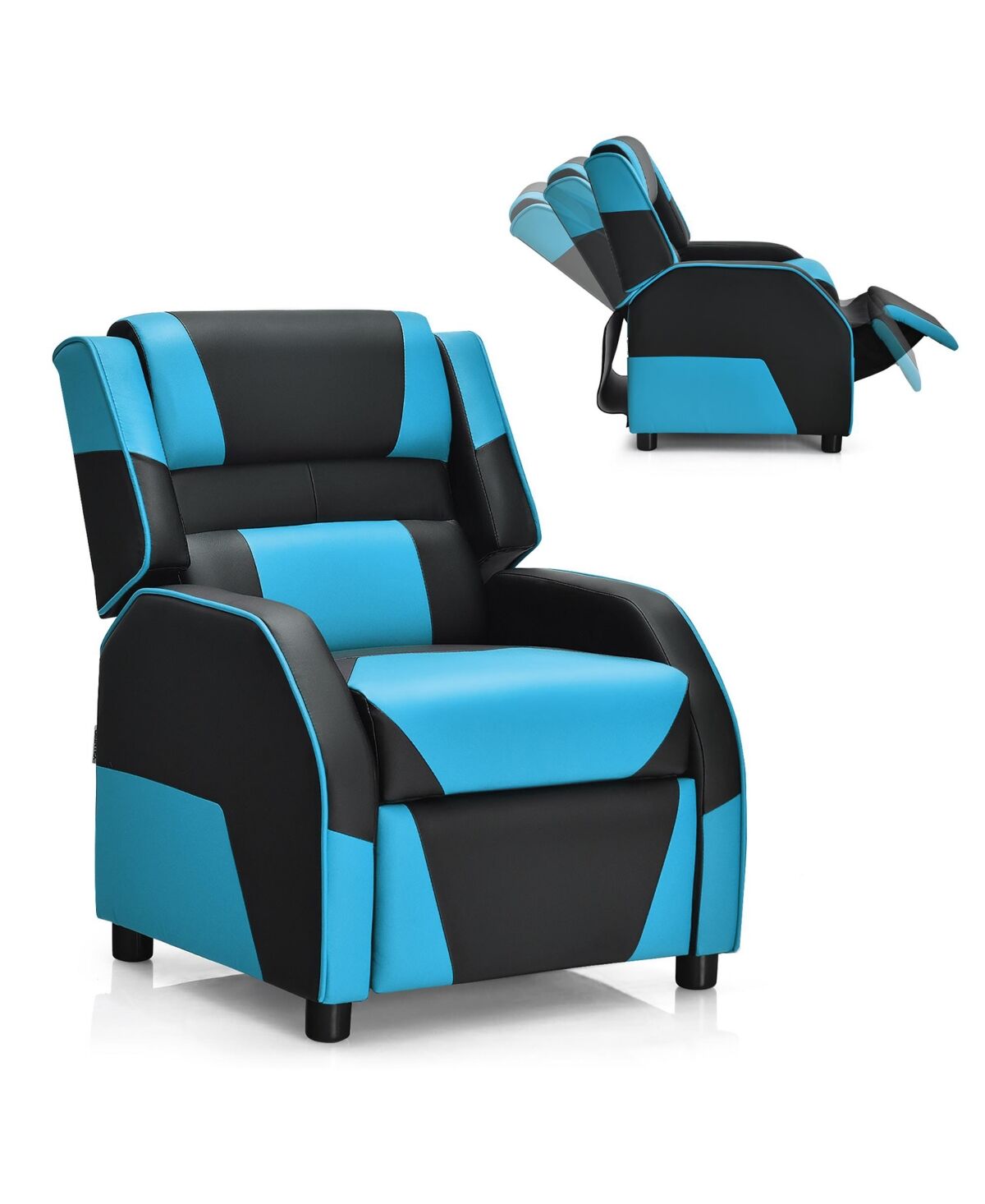 Costway Kids Youth Gaming Sofa Recliner w/Headrest & Footrest - Blue