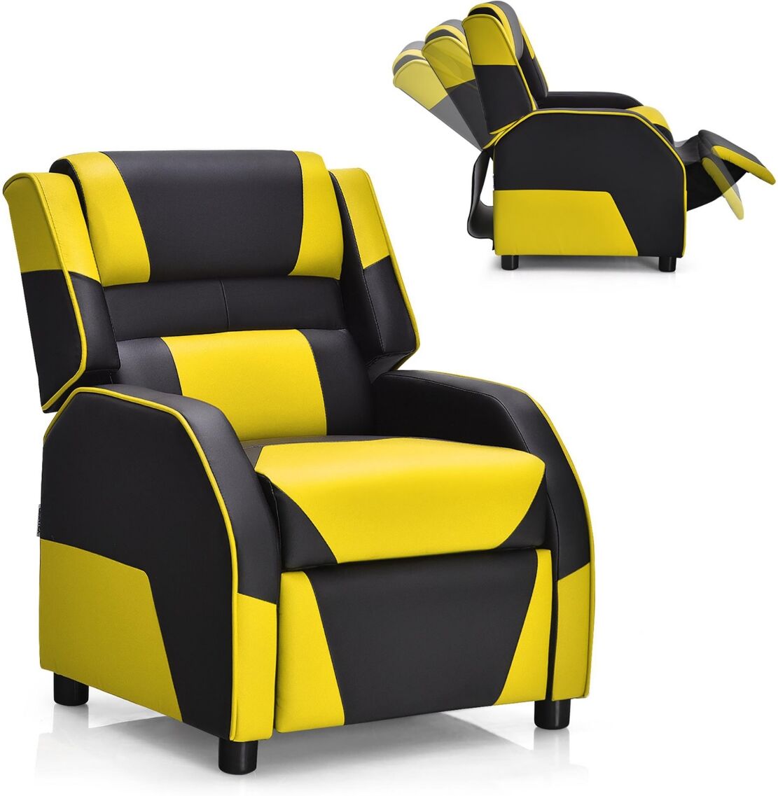 Costway Kids Youth Gaming Sofa Recliner w/Headrest & Footrest - Yellow