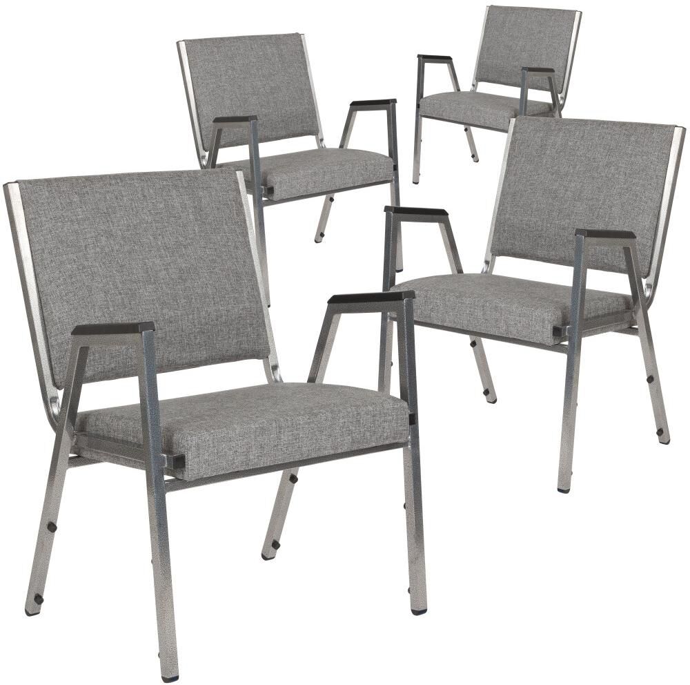 Emma+oliver 4 Pack 1000 Lb. Rated Antimicrobial Bariatric Medical Reception Arm Chair - Gray fabric