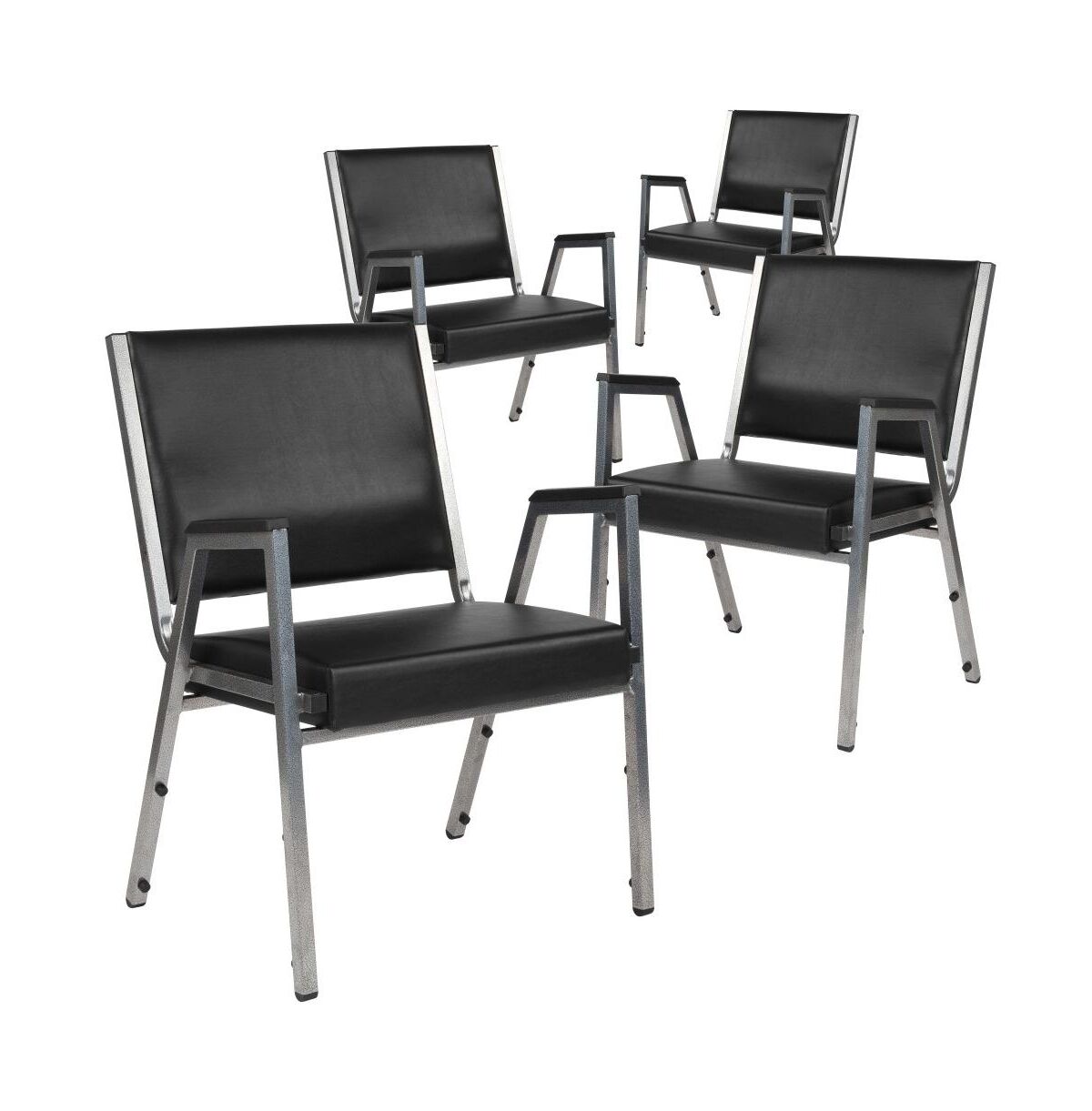 Emma+oliver 4 Pack 1000 Lb. Rated Antimicrobial Bariatric Medical Reception Arm Chair - Black vinyl