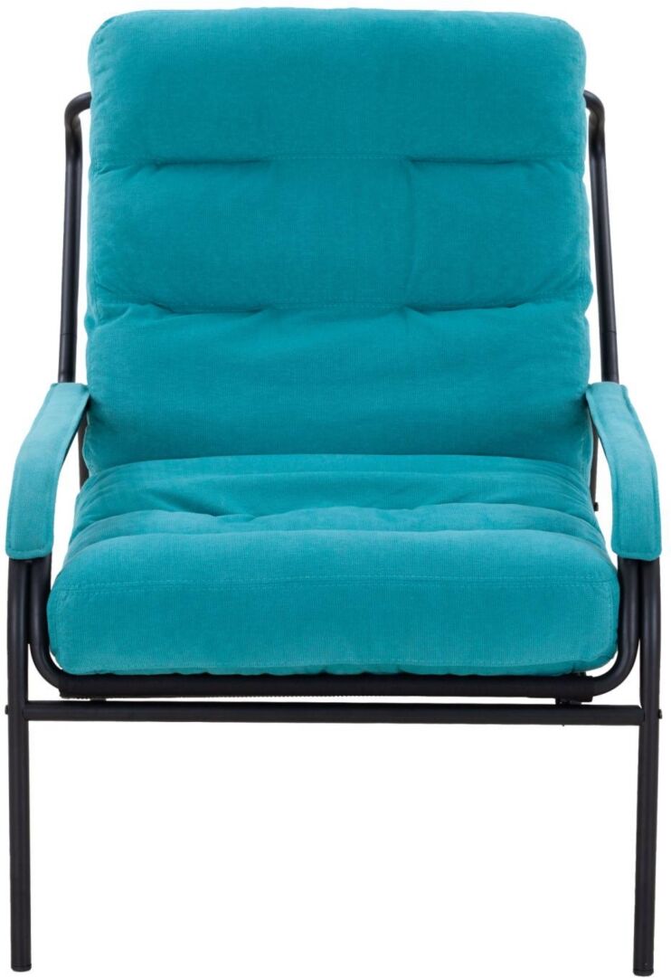 Simplie Fun Lounge Recliner Chair Leisure chair Studio Chairs Iron Arm Club Chair with Metal Legs Moveable Cushion for Living Room (Turquoise) - Blue