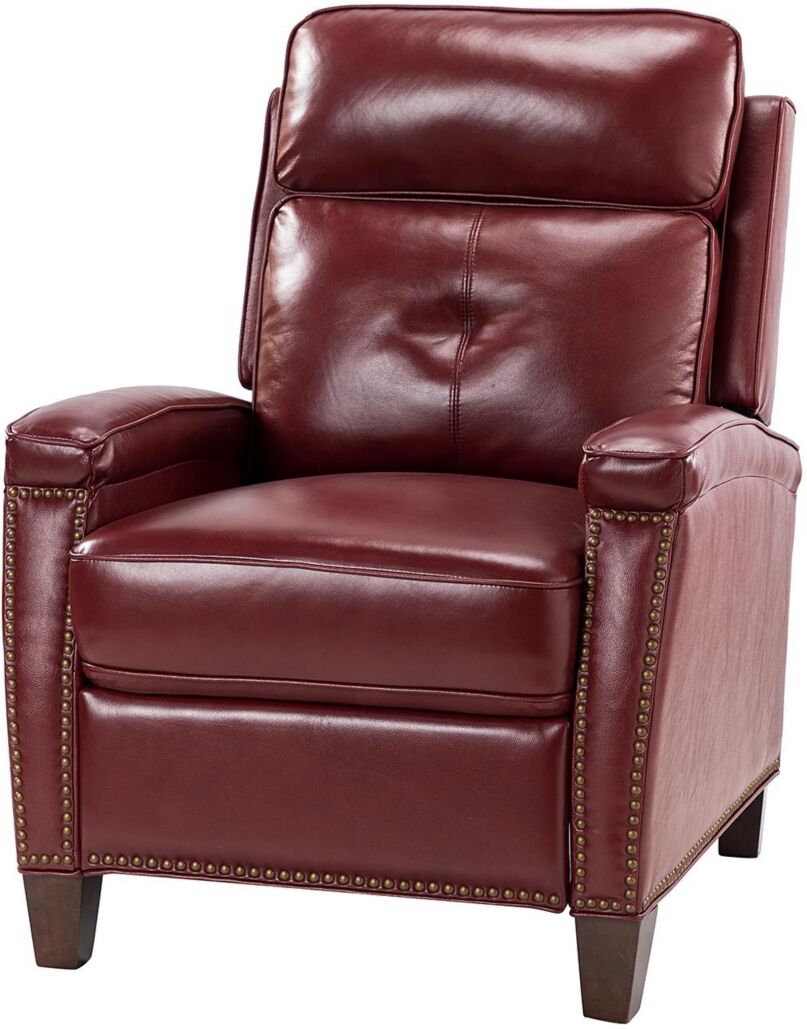 Hulala Home Sickel Genuine Leather Recliner Chair for Bedroom Living Room - Burgundy